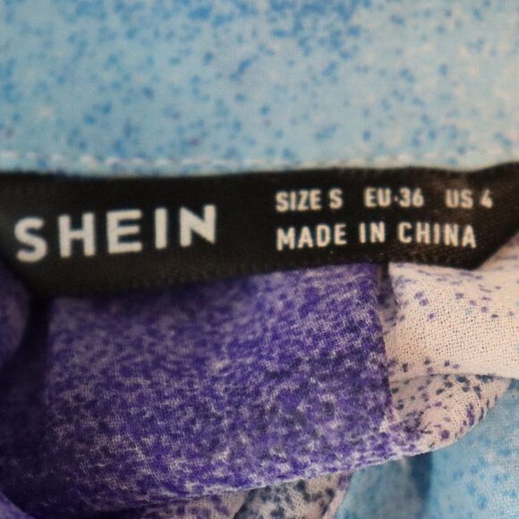 Shein Lightweight Tie Dye High Neck Button Down Blouse [size small] - Picture 6 of 8